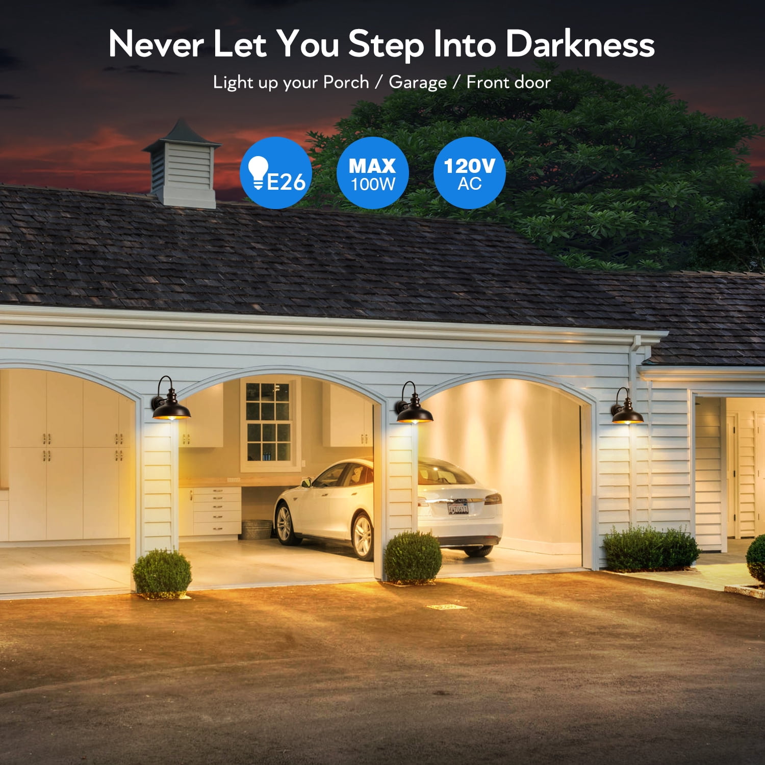 VIANIS Dusk to Dawn Outdoor Barn Lights, Brown Farmhouse Outside Front Porch Light Fixture, 10" ORB Gooseneck Garage Lights Outside, Waterproof Exterior Light Fixture for House, Porch