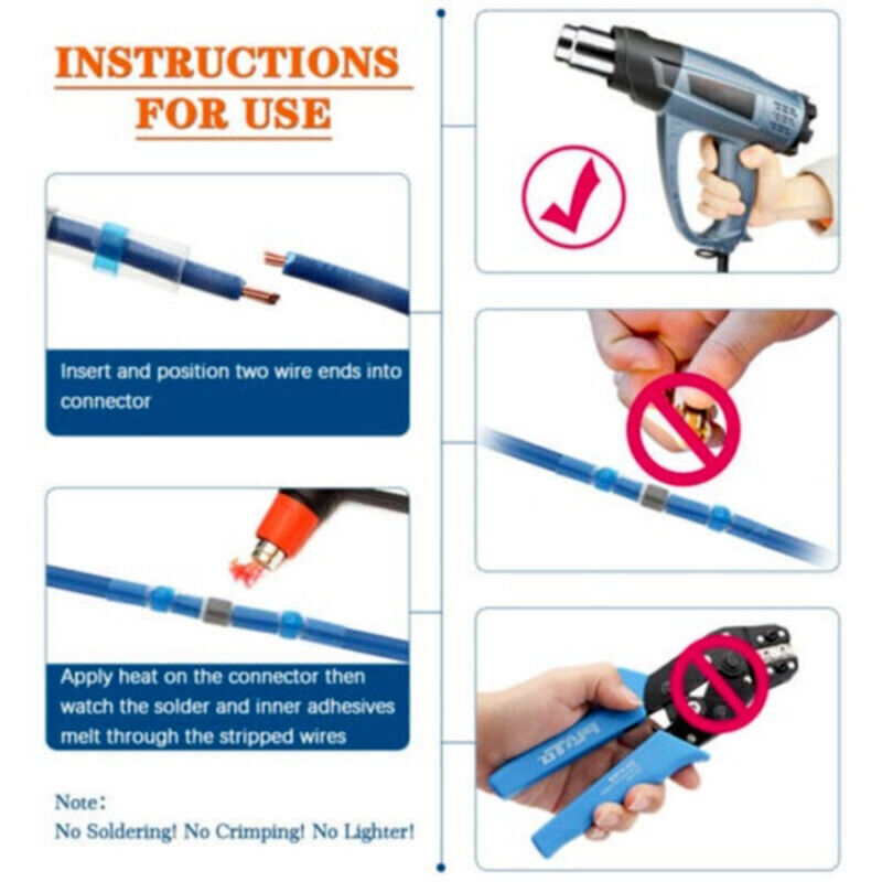 260pcs Waterproof Heat Shrink Wire Connectors Solder Seal Sleeve Butt Terminals