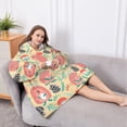 thumbnail image 5 of Oversized Wearable Blanket Hoodie,Cute Pink Hedgehog Pattern Sherpa Blanket Hoodie with Super Pockets,Super Warm Fuzzy Pullover for Women & Men, 5 of 6