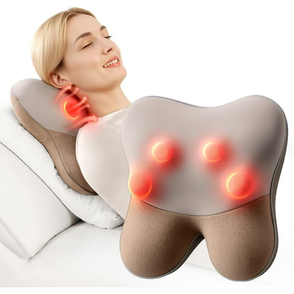 Bob and Brad EZBack Shiatsu 4 Deep-Kneading Massager Soothing Heat Therapy, Deep Tissue 3D Neck Shoulder Massager Pillow for Full Body Use Neck Shoulder Pain Relief, Ideal Gifts