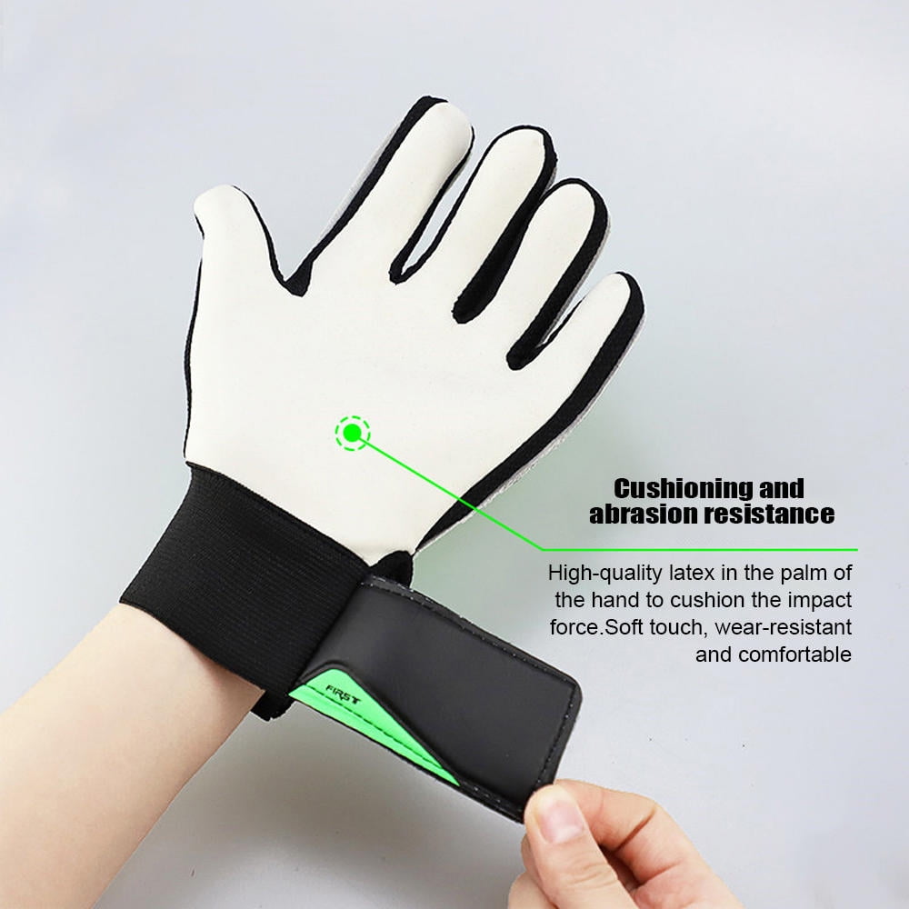 YAHHU Youth Padded Football Gloves, Green, 8-12, 5# – Breathable, Waterproof, Adjustable Wrist, 3mm Latex Palm, Ideal for Goalkeeper Training
