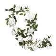 thumbnail image 2 of Guirnalda de flores artificiales de seda, rosas falsas, arreglo floral de 1,8 m Blanco 10cm, 2 of 9