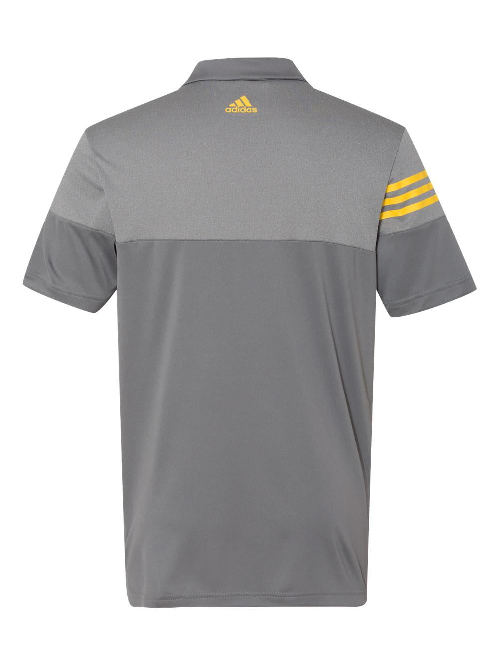 Adidas - Heathered 3-Stripes Colorblocked Polo - A213 - Vista Grey/ EQT Yellow