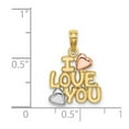 thumbnail image 2 of 14k Two-tone Gold I Love You With Pink and White Heart Pendant Necklaces Pendant (tri-color) 17.5x13.9mm Wide Pendant fo, 2 of 2