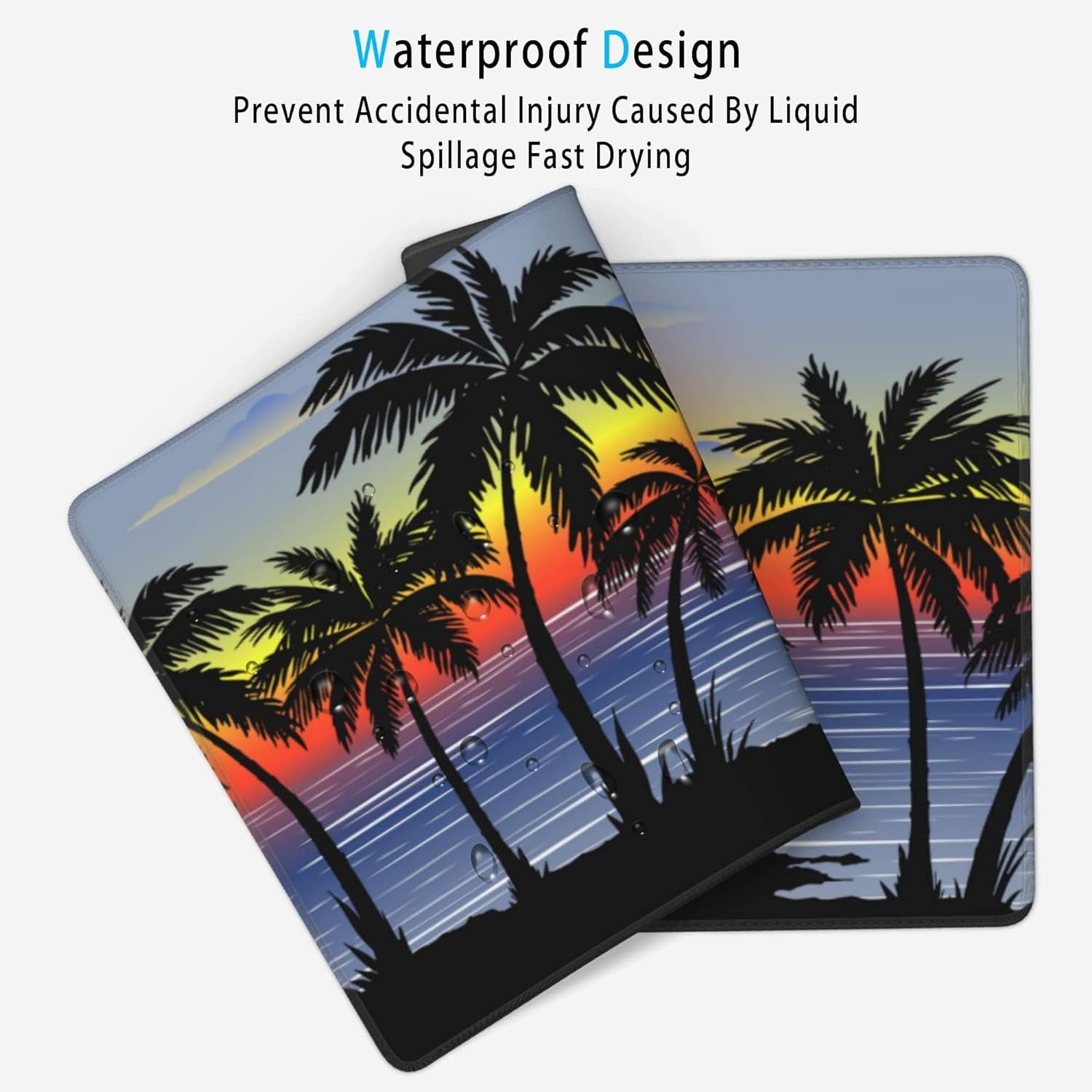 Tropical Palm Large Mouse Pad Desk Pad, Tropical Palm Trees Sunset Gaming Mouse Pad,Computer Desk Mat Keyboard with Non Slip Base for Home Office,Extended Large Size 31.5" X 15.7"