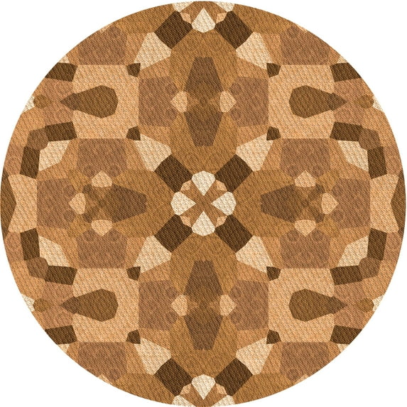 Ahgly Company Indoor Round Patterned Cantaloupe Orange Area Rugs, 8' Round