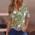 thumbnail image 2 of OIOLOYJM Womens Easter Tops 2026 Funny Bunny Graphic Henley Shirts Casual Button V-Neck Short Sleeve T Shirts Spring Fashion Clothes Green M, 2 of 6