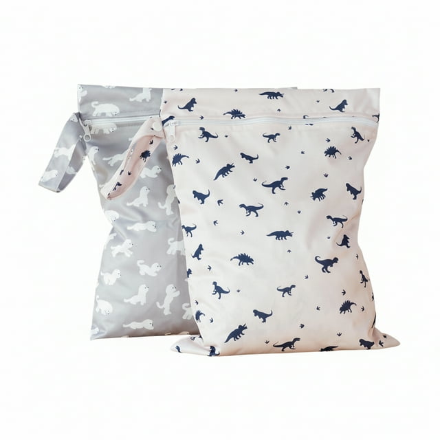 Inteprter 2 bolsas húmedas y secas portátiles para pañales, cochecitos y artículos de aseo. Pañales de tela esenciales para bebés. Bolsas Almacenamiento y organización del hogar ZP015-04