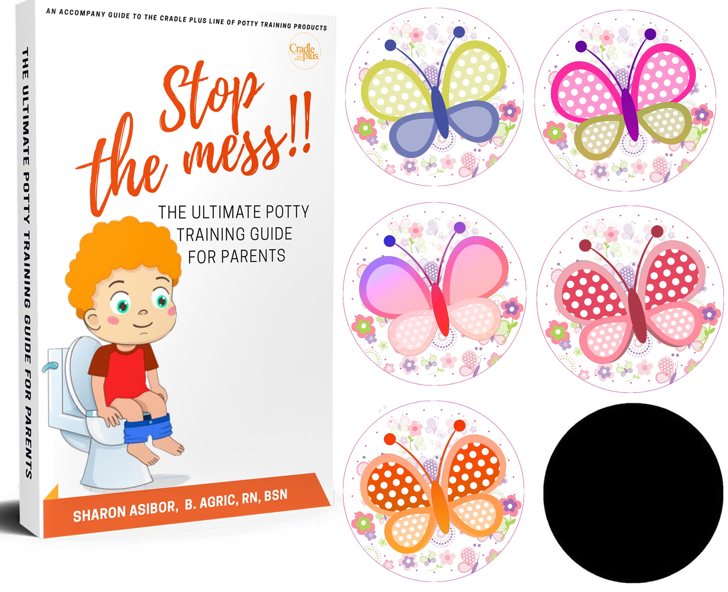 Cradle Plus Potty Training Color Changing Butterfly Seat Magic Stickers, Unisex 5 Pack