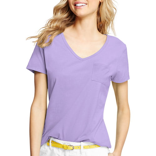 Women's Short Sleeve V-neck Pocket T-Shirt - Walmart.com