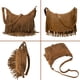thumbnail image 3 of Bolso estilo hobo Sunwel Fashion con flecos, gamuza vegana, borla, marrón, 3 of 6