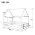 thumbnail image 6 of Full Size Floor Bed with House Roof Frame, Wooden Montessori Bed Frame with Fence Guardrails, Full House Platform Bed for Children Girls and Boys, No Bed Slats, White, 6 of 7