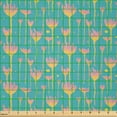 thumbnail image 2 of Ambesonne Floral Fabric by the Yard Microfiber, Watercolor Surrealistic Art, 5 Yards, Dark Seafoam Mustard, 2 of 2