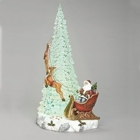 Roman 17.5" LED Musical Tree with Santa and Reindeer Figurine