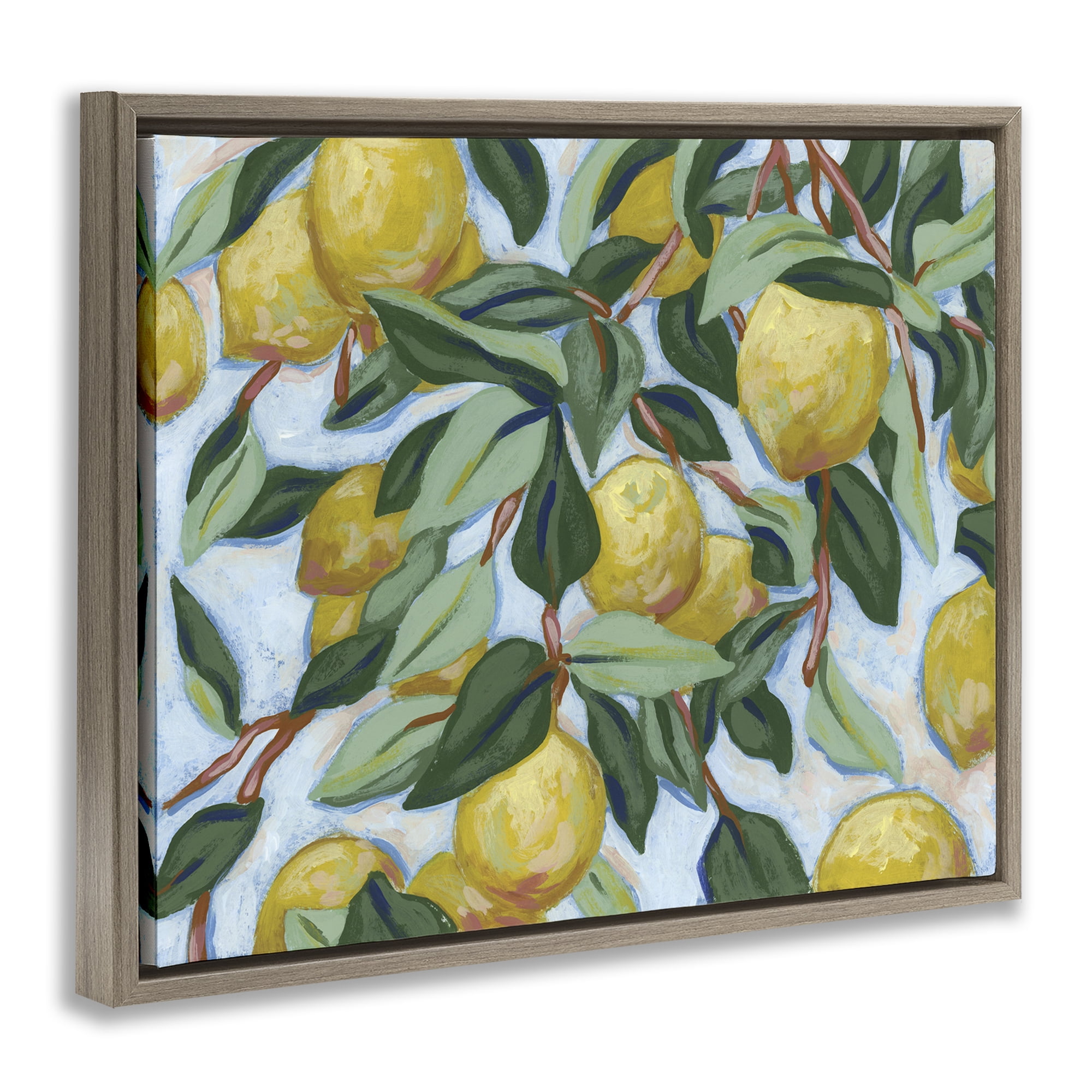 Stupell Industries Summer Citrus Tree Brown Framed Floater Canvas Wall Art, design by June Erica Vess