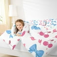 thumbnail image 4 of Homewish Cartoon Bowknot Cherry Queen Comforter Set for Kids, White Blue Pink Bedding Sets, Kawaii Flower Floral Reversible Bedding Comforter Set, Microfiber Bedroom Decor, 3-Piece, 4 of 8