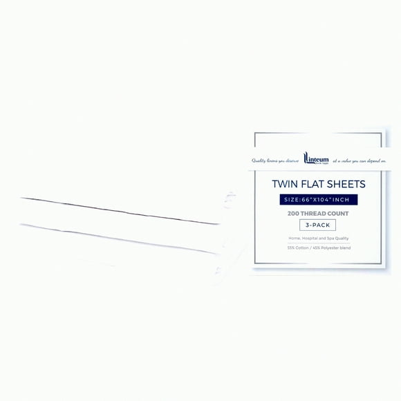 Luxury Comfort Twin Size Percale Sheets - Soft White Bed Sheets for Home, Hospitals, Spas - 200 Thread Count Top Sheets - Rental Properties 3 Pack