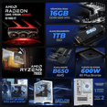 thumbnail image 3 of PC Gamer Completa Xtreme PC Gaming AMD Radeon RX 9060 XT Ryzen 9 7900X 16GB DDR5 SSD 1TB Monitor 27 165Hz Sistema Liquido WIFI BT White gaming 1080p, estudios y multitarea, 3 of 6