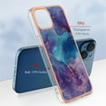 thumbnail image 3 of ELEHOLD for iPhone 12/iPhone 12 6.1 inch Marble Case, Clear Electroplated Frame Soft TPU Anti-Scratch Wear-Resistant Wireless Charging Slim Fit Transparent Case for iPhone 12/iPhone 12 Pro, Purple, 3 of 5