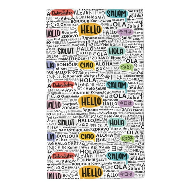 Fotbe Hello Toalla Premium con Patrón, Toalla de Microfibra de Secado Rápido, Ligera y Altamente Absorbente (27.5x16in), Ideal para Uso Diario