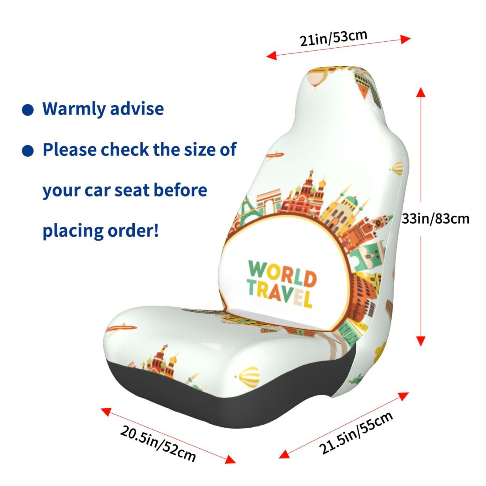 Naloa World Travel3 Car Seat Covers Universal Front Seat Coves for Car Accessories ,Padded Car Covers for Automotive, SUV, Truck, and Van