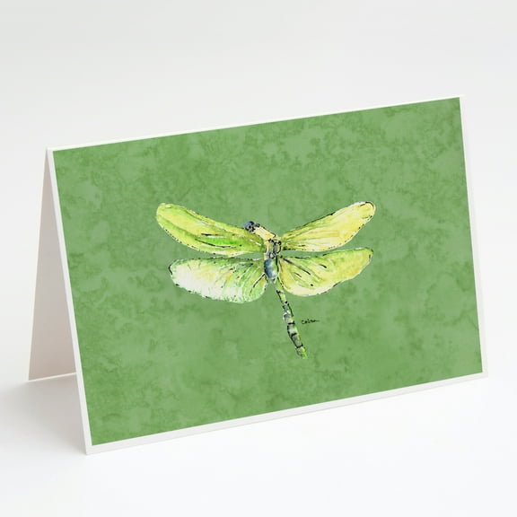 Dragonfly on Avacado Greeting Cards and Envelopes Pack of 8