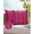 thumbnail image 6 of Pack of 2 Outdoor Pillow Covers, Mexico Ethnic Geometric Stripes Pink Waterproof Square Throw Pillowcase Cushion Decorative Pillow Covers for Couch Patio Tent, 20x20 in, 6 of 6
