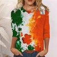 thumbnail image 2 of Birdeem T-Shirt Imprimé de la Saint-Patrick pour Femmes, Blouse à Manches 3/4, Col Rond, Hauts Décontractés, 2 of 5