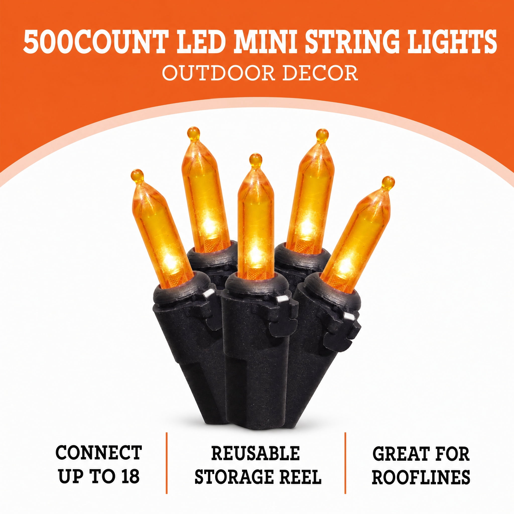 Indoor/Outdoor 500-Count LED Mini String Lights, Orange, 98.5', Halloween by Way To Celebrate