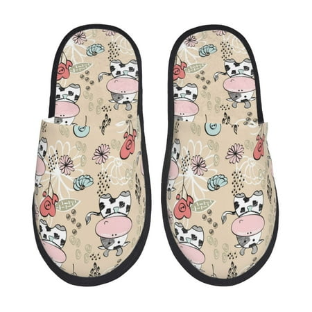 

Slippers for Women Cartoon Cute Cow Love Womens Slippers Fuzzy Winter House Shoes Soft Anti-Skid Slippers Indoor and Outdoor