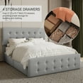 thumbnail image 4 of Senfot Full Size Bed Frame with 4 Storage Drawers and Headboard, Linen Upholstered Platform Bed Frame with Wooden Slats Support, No Box Spring Needed,Button Tufted Design, Light Grey, 4 of 6