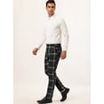 thumbnail image 4 of Pantalones de vestir a cuadros para hombre, informales, ajustados, con frente plano, a cuadros, estampados, de negocios Negro XXL, 4 of 6