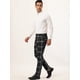 thumbnail image 4 of Pantalones de vestir a cuadros para hombre, informales, ajustados, con frente plano, a cuadros, estampados, de negocios Negro XXL, 4 of 6