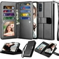 thumbnail image 1 of NJJEX Wallet Case for Samsung Galaxy A03S A12 A13 A14 A23 A32 A51 A52 A53 A54 5G Case,[9 Card Slots] PU Leather Credit Holder Folio Flip [Detachable] Kickstand Lanyard Magnetic Phone Cover [Black], 1 of 7