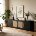 thumbnail image 5 of Fnova 70.9" Modern TV Stand with 6-Tier Storage, Wood Rattan Media Console for TVs Up to 80 Inches, Living Room Entertainment Center, Large TV Cabinet with Shelves for Bedroom/Entryway, 5 of 25
