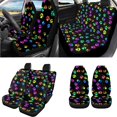 thumbnail image 2 of Uorisanigo Colorful Dog Paws Car Seat Cover Full Set 18 PCS Includes Steering Wheel Covers Seatbelt Pads Headrest Protector Gear Shift & Handbrake Covers Armrest Cover Car Coasters Keychain, 2 of 7