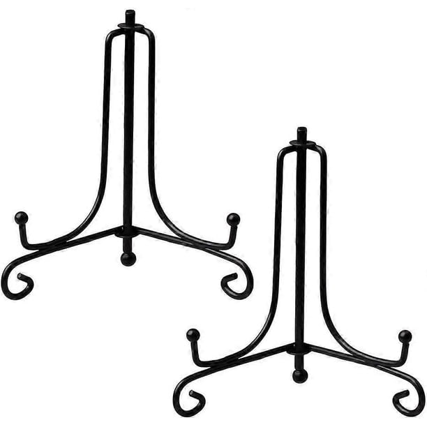 Iron Display Stand,2 Pack 8 Inch Iron Plate Holder Black Decorative Plate Holder Iron Easel Photo Plate Display Stand for Poster Frames