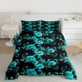thumbnail image 3 of Manfei Fashion Cyan Rose Bedding Comforter Set for Adult, Flower Floral Twin Comforter Sets, Romantic Anniversary Reversible Bedding Set, Luxury Bedroom Decor, 2 Pieces, 3 of 9