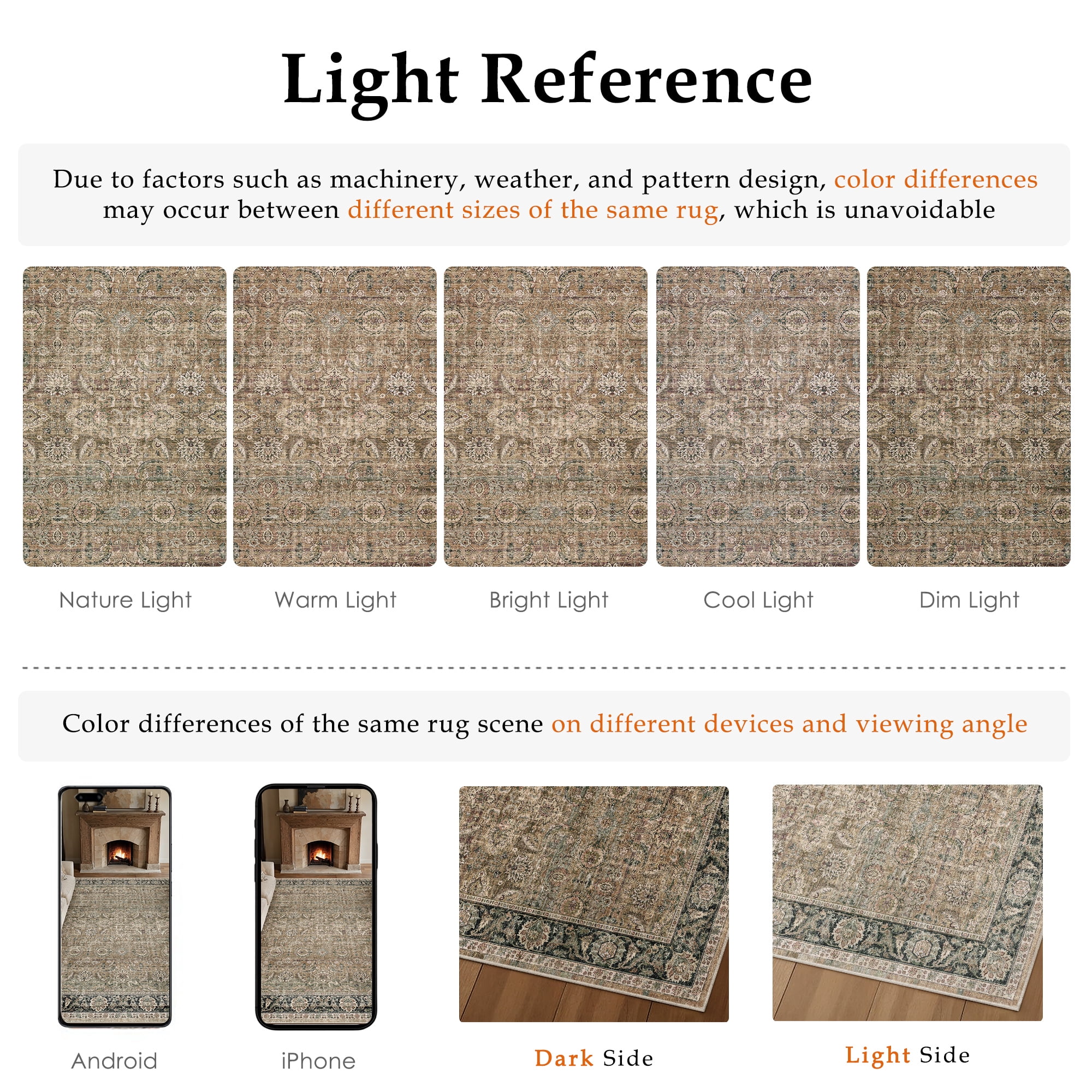 BERTHMEER 9'x12' Large Area Rugs for Living Room Bedroom Office Brown and Green Vintage Non Slip Washable Farmhouse Dining Room Oriental Traditional Distressed Rugs