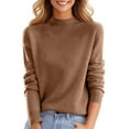 thumbnail image 6 of Mock Neck Sweaters for Women Knit Warm Sweater Long Sleeve Tops Casual Soft Lightweight Shirts Khaki S, 6 of 6