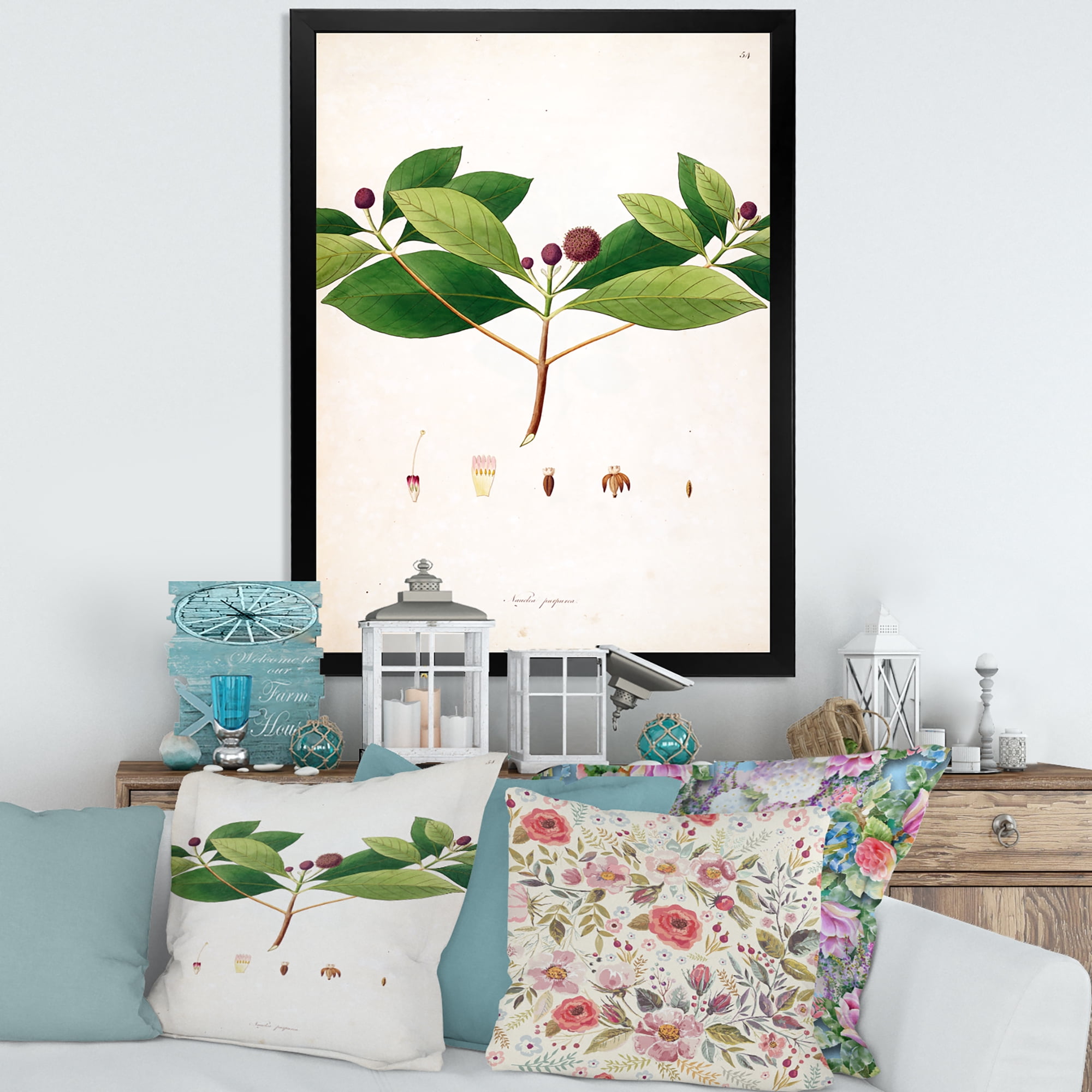 Designart 'Ancient London Plants X' Farmhouse Framed Art Print