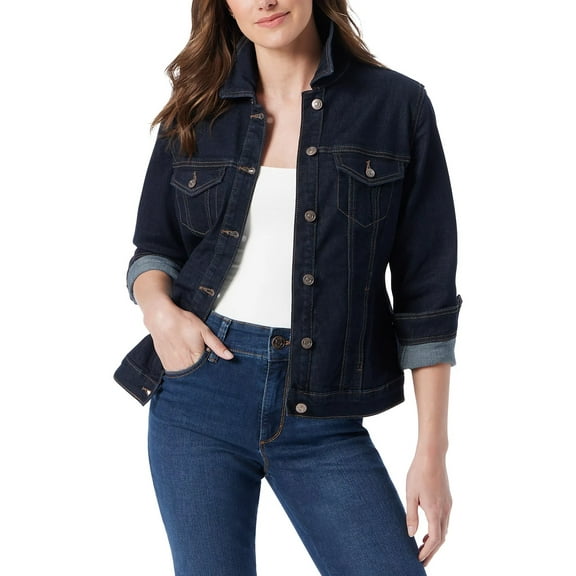 Gloria Vanderbilt Womens Solid Denim Denim Jacket