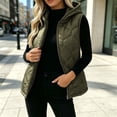 thumbnail image 2 of Busydd Womens Puffer Vest Comfortable Zip Up Hooded Puffy Vest Casual Solid Color Sleeveless Winter Vests with Pockets, 2 of 8