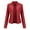 Red, variant on jsaierl New Ladies Slim Leather Stand-Up Collar Zipper Stitching Solid Color Jacket