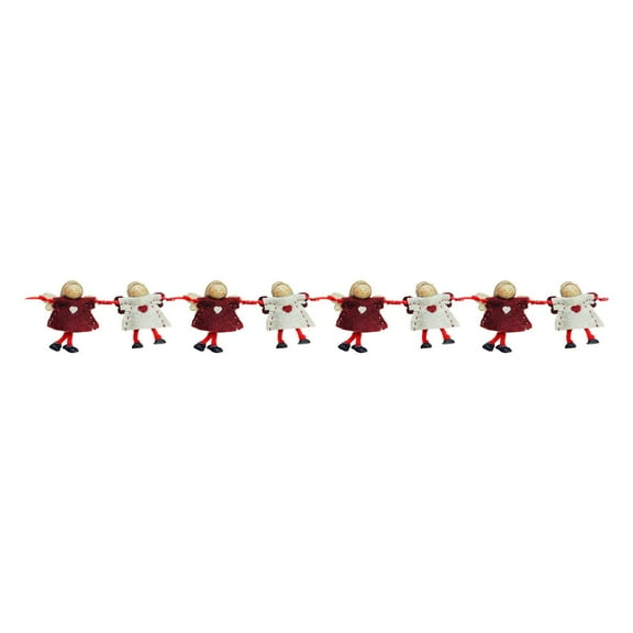 26" Decorative Plush Red and Beige Joined Hands Angel Dolls Christmas Garland - Unlit