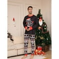 thumbnail image 6 of SILVERCELL Christmas Hat and Letter Printed Crew Neck Long Sleeved Top and Slim-Leg Long Pants Family Pajamas Outfit, 6 of 8