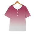 thumbnail image 6 of Baberdicy Basic Button-Down T-Shirt - Women's Solid Color Casual Short Sleeve Top, Comfortable Crew Neck Everyday Essential Tee (Hot Pink | L), 6 of 7