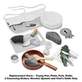 thumbnail image 2 of Replacement Parts for Fisher-Price Head Chef Playset - GKW08 ~ Replacement Bag Includes Frying Pan, Plate, Fork, Knife, 2 Seasoning Dishes, Wooden Spatula and Chef's Knife, 2 of 5