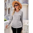 thumbnail image 5 of Female T Shirts Long Sleeve V Neck Basic Tee Casual Loose Fit Soft Fall Tops Outfits Light Grey M, 5 of 9