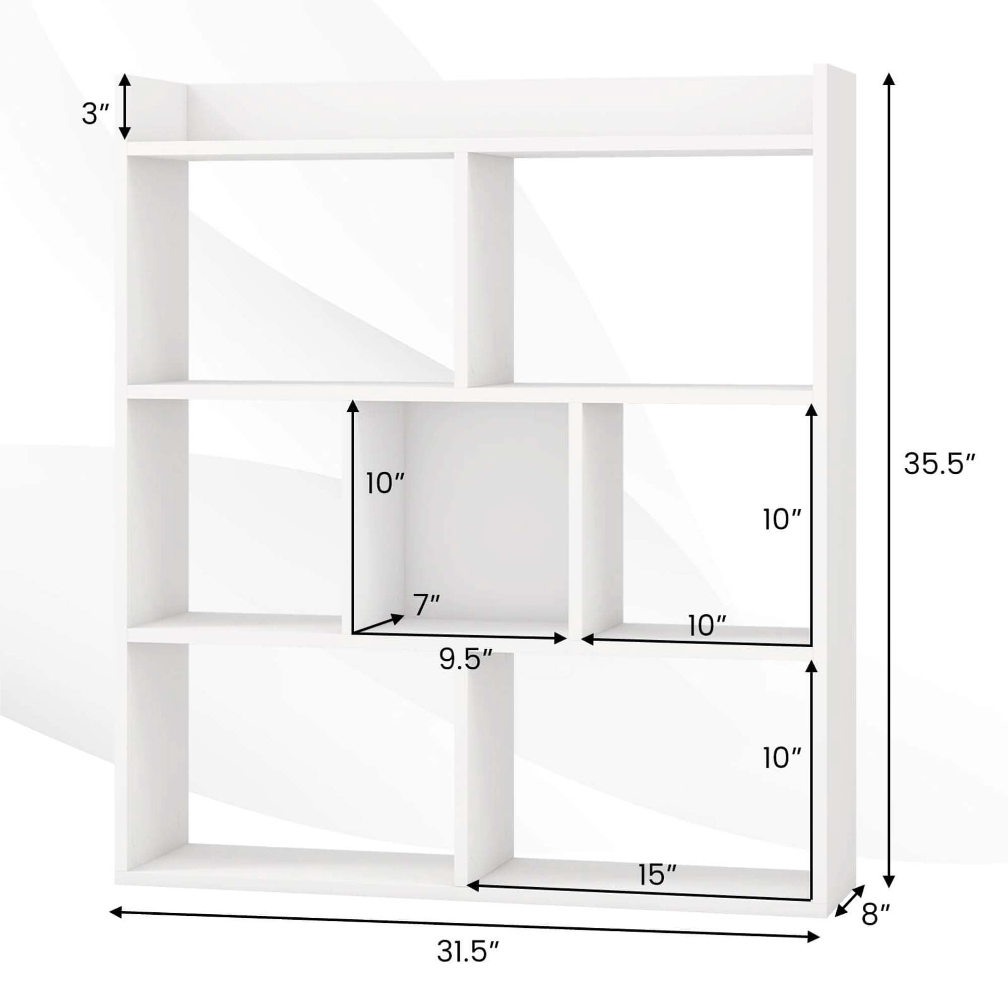 Costway 1 PCS 7-cube Bookcase Open Storage Shelf with Anti-tipping Kits for Living Room White